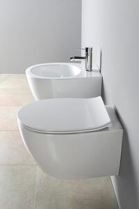 Závěsné WC SENTIMENTI Rimless s podomítkovou nádržkou a tlačítkem Schwab, bílá