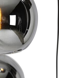 Art deco závěsná lampa černá s kouřovým sklem 4-světelná - Wallace