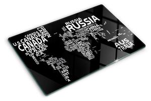 Skleněná deska do kuchyně Mapa světa s názvy zemí ddk-nr-wm-00007729