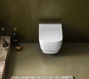 , Závěsné WC BELLO Rimless s podomítkovou nádržkou a tlačítkem Schwab, bílá, 100214-SET5