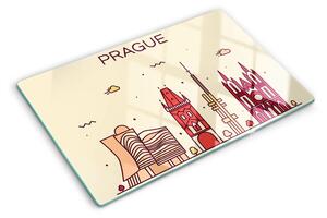 Skleněné krájecí prkénko Praha - výhled na město ddk-nr-wm-00007746