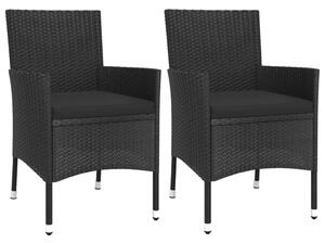 3dílný zahradní bistro set s poduškami černý polyratan