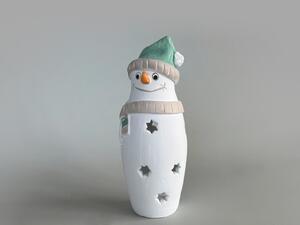 Sněhulák na svíčku se zelenou čepicí - malý