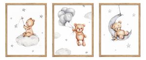 Dětské obrázky v sadě 3 ks 30x40 cm Teddy Bear