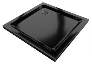 Mexen Flat čtvercová vanička do sprchového kout slim 70 x 70 cm, Černá, sifon Černá - 40707070B