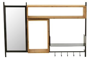 J-line Černý nástěnný věšák se zrcadlem Tina 87 x 130 cm