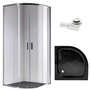 BPS-koupelny Čtvrtkruhový sprchový kout KZ94C 100x100 cm chrom/transparent + vanička SXL01A černá
