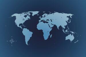 Tapeta mapa světa v odstínech modré