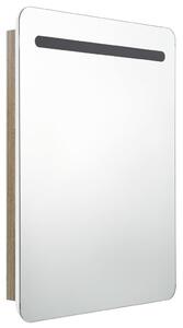 LED koupelnová skříňka se zrcadlem bílá a dub 60 x 11 x 80 cm