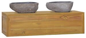 Nástěnná koupelnová skříňka 110 x 45 x 30 cm masivní teak
