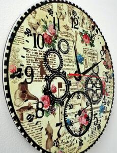 Stylové nástěnné hodiny ozubené kolo - HOPLPFI: Černé ručičky 3128-14793 HDFK001- Wall clock HEU-