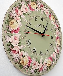 Vintage dřevěné nástěnné hodiny kruh | KVERTO: Černé ručičky 3131-14898 HDFK002 - Wooden clock