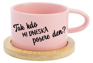 TAK KDO MI DNESKA POSERE DEN? - růžový hrníček makronka 200 ml