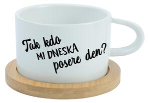 TAK KDO MI DNESKA POSERE DEN? - bílý hrníček makronka 200 ml
