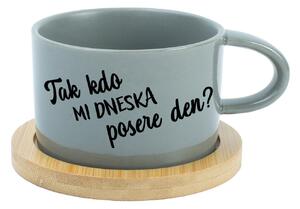 TAK KDO MI DNESKA POSERE DEN? - šedý hrníček makronka 200 ml