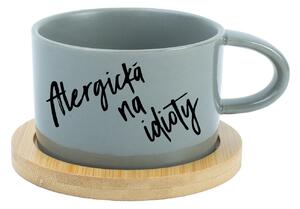 ALERGICKÁ NA IDIOTY - šedý hrníček makronka 200 ml