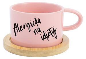 ALERGICKÁ NA IDIOTY - růžový hrníček makronka 200 ml