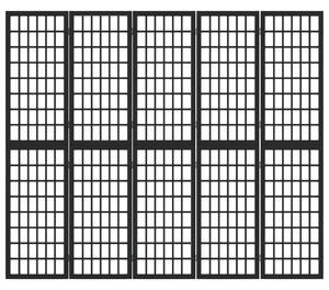 Skládací 5dílný paraván v japonském stylu 200 x 170 cm černý