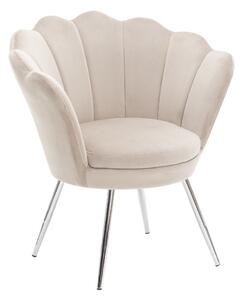 LuxuryForm DESIGN Křeslo FREY VELUR se stříbrnými nohami - latte