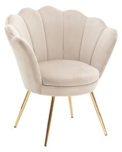 LuxuryForm DESIGN Křeslo FREY VELUR se zlatými nohami - latte