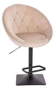 LuxuryForm DESIGN Barová židle VERA VELUR na černé hranaté podstavě - latte