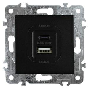 Elhard USB A+C zásuvka Royal 20W, černá YK2133B