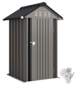 Outsunny pozinkovaný kovový zahradní domek, 1,17 m² (12,6 ft²) – větraný, uzamykatelný, se sedlovou střechou, včetně rukavic, světle šedý | Aosom