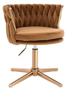 LuxuryForm DESIGN Židle LYON VELUR na zlatém kříži - medová