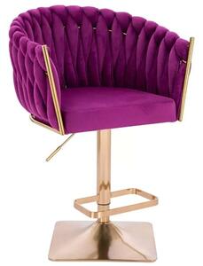 LuxuryForm DESIGN Barová židle NORDEN VELUR na zlaté hranaté podstavě - fuchsie