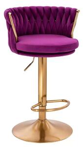 LuxuryForm DESIGN Barová židle LYON VELUR na zlaté kulaté podstavě - fuchsie
