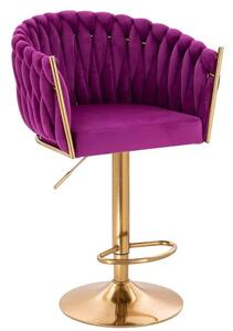 LuxuryForm DESIGN Barová židle NORDEN VELUR na zlaté kulaté podstavě - fuchsie