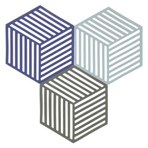 Zone Denmark Sada silikonových podložek pod horké Hexagon (3 ks) Indigo/Fog/Olive Taupe