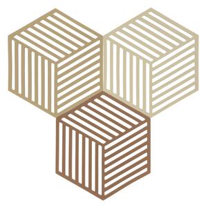 Zone Denmark Sada silikonových podložek pod horké Hexagon (3 ks) Khaki/Warm sand/Almond