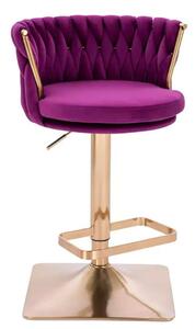 LuxuryForm DESIGN Barová židle LYON VELUR na zlaté hranaté podstavě - fuchsie