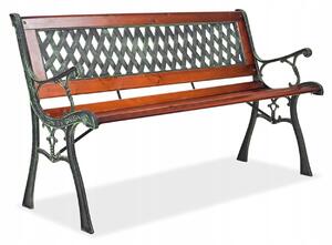 Lavička s opěradlem, dřevěná, 125 x 52 cm