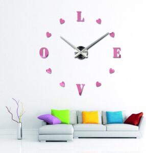 Velké nalepovací hodiny na zeď - LOVE: Černá Ral 9005 Černá barva RAL 9005 80 cm 3344-18713 12S011-Wanduhr HEU-