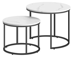 Set dvou konferenčních stolků - mramorové (černé nohy)