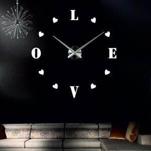 Velké nalepovací hodiny na zeď - LOVE: Černá Ral 9005 Černá barva RAL 9005 80 cm 3344-18713 12S011-Wanduhr HEU-
