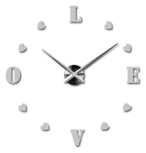 Velké nalepovací hodiny na zeď - LOVE: Černá Ral 9005 Černá barva RAL 9005 80 cm 3344-18713 12S011-Wanduhr HEU-