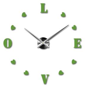 Velké nalepovací hodiny na zeď - LOVE: Černá Ral 9005 Černá barva RAL 9005 80 cm 3344-18713 12S011-Wanduhr HEU-