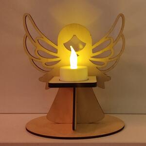 Dřevěný anděl na čajovou svíčku varianta: bez LED čajové svíčky