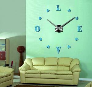 Velké nalepovací hodiny na zeď - LOVE: Černá Ral 9005 Černá barva RAL 9005 80 cm 3344-18713 12S011-Wanduhr HEU-