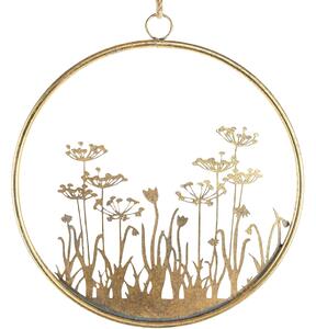 Kovová nástěnná dekorace FLOWERS RING Ø 41 cm zlatá