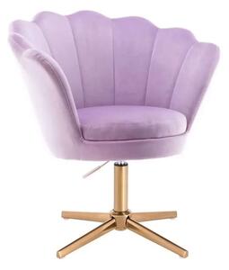 LuxuryForm DESIGN Křeslo FREY VELUR na zlatém kříži - levandule
