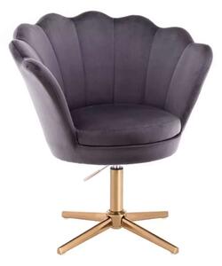LuxuryForm DESIGN Křeslo FREY VELUR na zlatém kříži - tmavě šedé