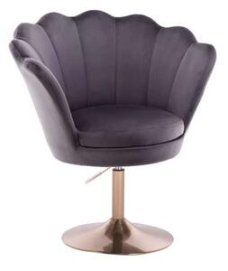 LuxuryForm DESIGN Křeslo FREY VELUR na zlatém talíři - tmavě šedé