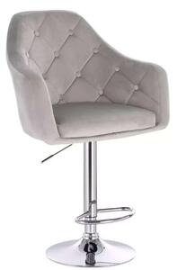 LuxuryForm DESIGN Barová židle ANDORA VELUR na stříbrné kulaté podstavě - světle šedá