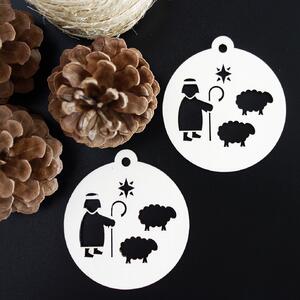 Ozdoba na vánoce vyrobena ze dřeva-Pastier, rozměr:79x90 mm: Přírodní překližka - Topol přírodní 3452-22407 PR0083-Christmas HEU-