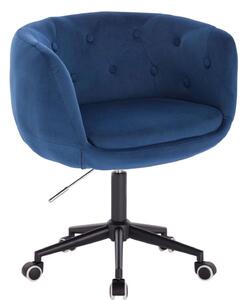 LuxuryForm DESIGN Křeslo MONTANA VELUR na černé podstavě s kolečky - modré