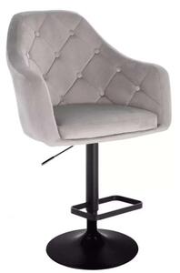 LuxuryForm DESIGN Barová židle ANDORA VELUR na černé kulaté podstavě - světle šedá